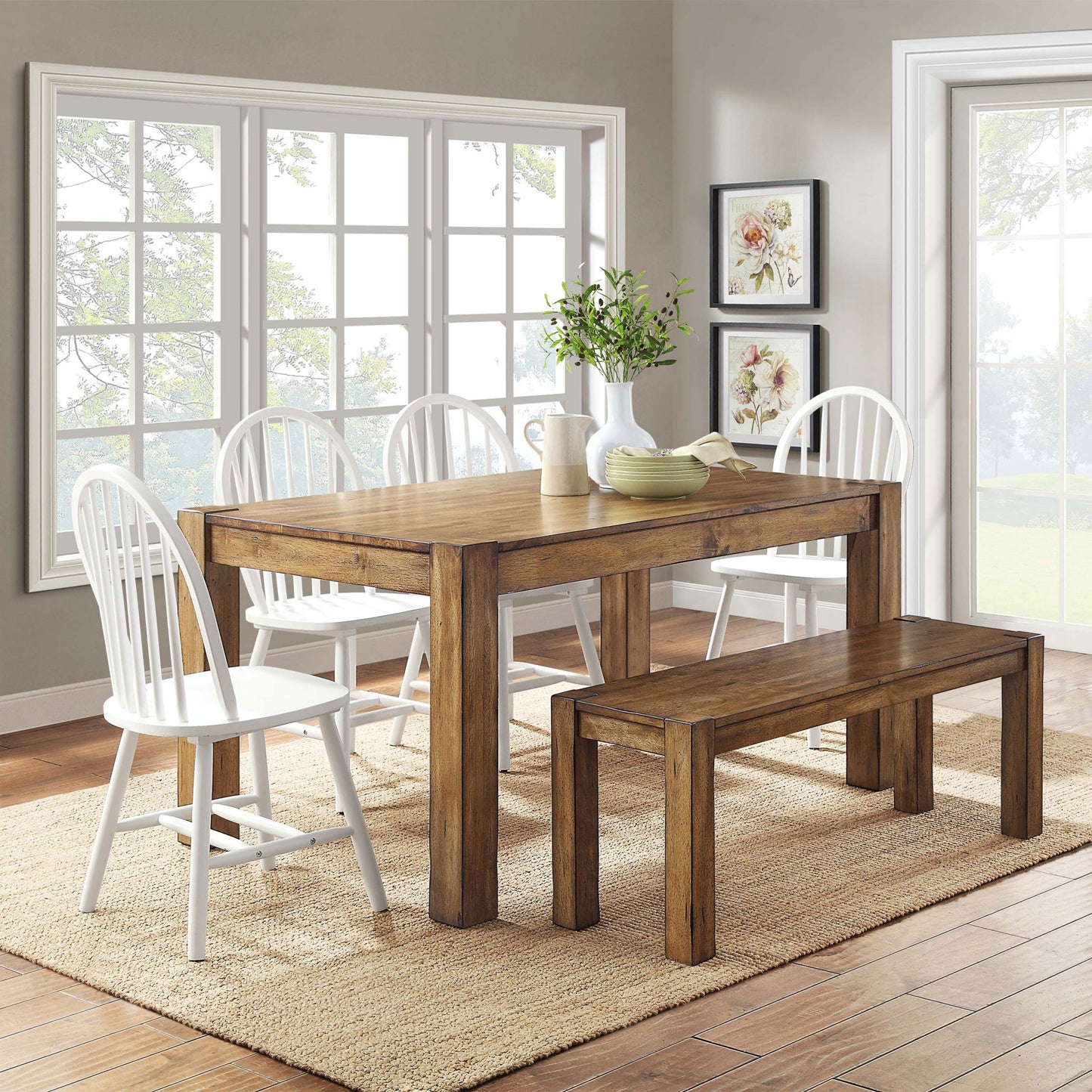 Autumn Lane Windsor Solid Wood Chairs, Set of 2, Solid White