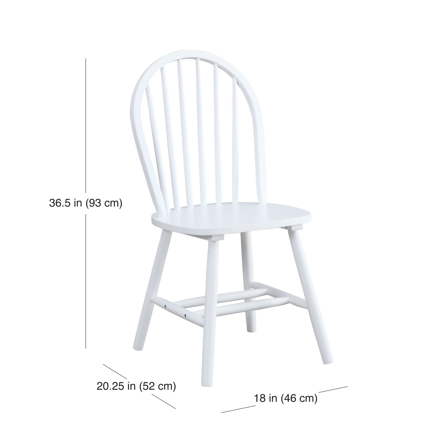 Autumn Lane Windsor Solid Wood Chairs, Set of 2, Solid White