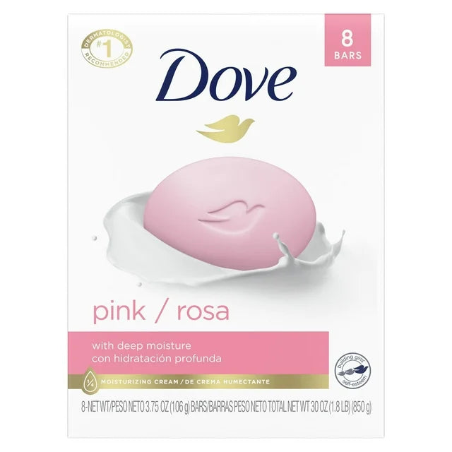 Dove Pink Gentle Deep Moisturizing Beauty Bar Soap All Skin Type, 3.75 oz 4pack, 8pack, 12pack