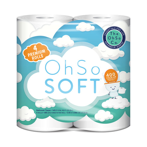 Bathroom Tissue, Toilet Paper, 4 pack Oh So Soft