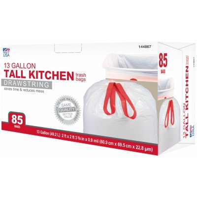 Tall Kitchen Trash Bags, Drawstring, 13 Gallons, 85-Ct