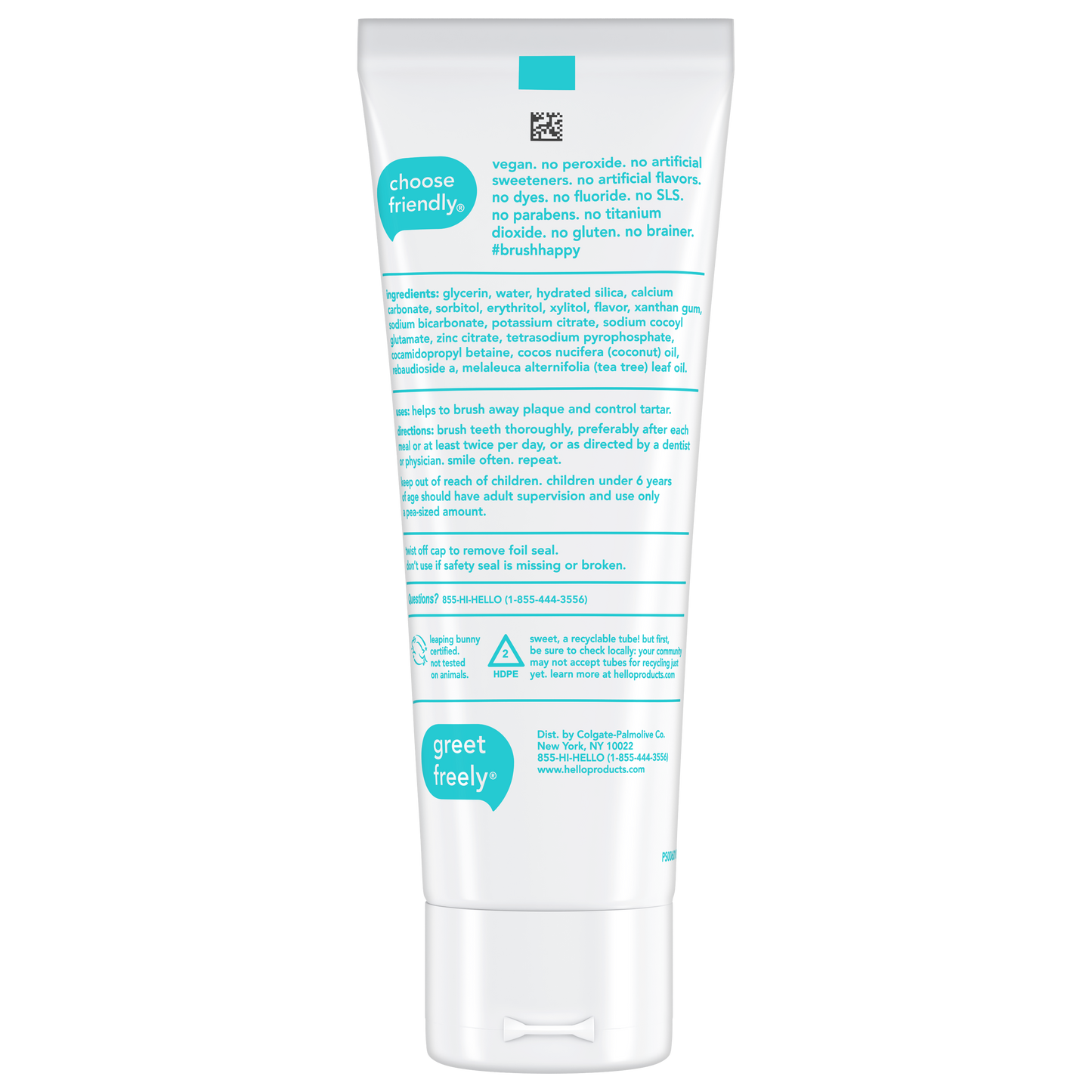 Hello Toothpaste, Fluoride Free Natural Toothpaste, 4.7oz Antiplaque and Whitening, Natural Peppermint, With Tea Tree and Coconut Oil Tooth Paste