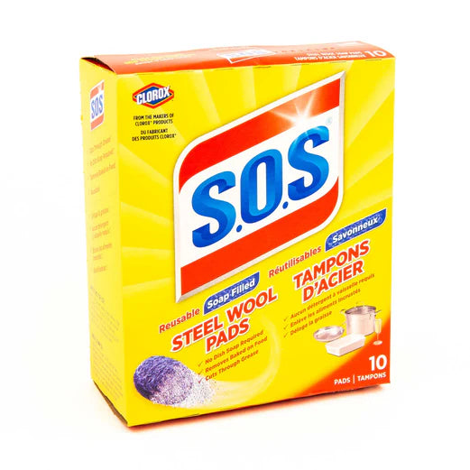 S.O.S Cleaning Steel Soap Wool Pads - 10 Count Box (pack of 2)