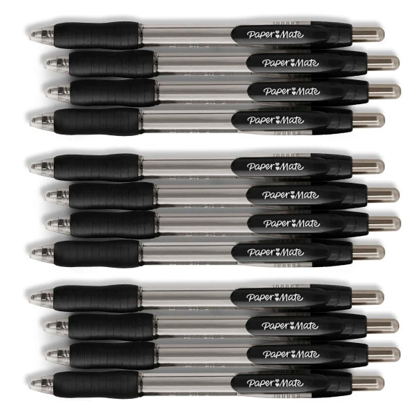 Paper Mate® Profile™ Retractable Ballpoint Pens, Bold Point, 1.4 Mm, Translucent Black Barrel, Black Ink, Pack Of 12