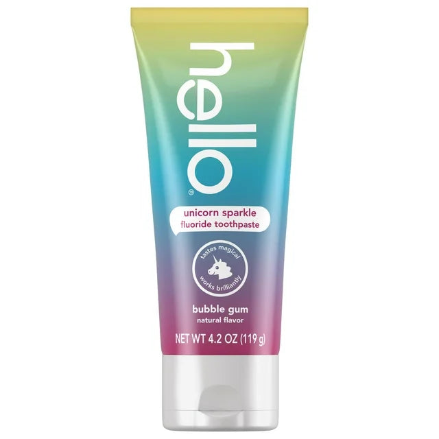 Hello Toothpaste, Kids Toothpaste, Bubble Gum, Unicorn Sparkle, 4.2oz, Prevents Cavities, Tooth Paste