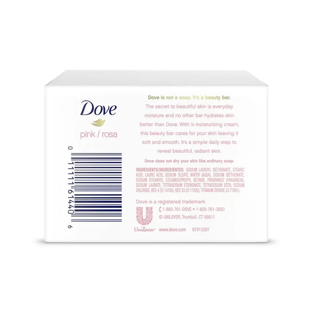 Dove Pink Gentle Deep Moisturizing Beauty Bar Soap All Skin Type, 3.75 oz 4pack, 8pack, 12pack