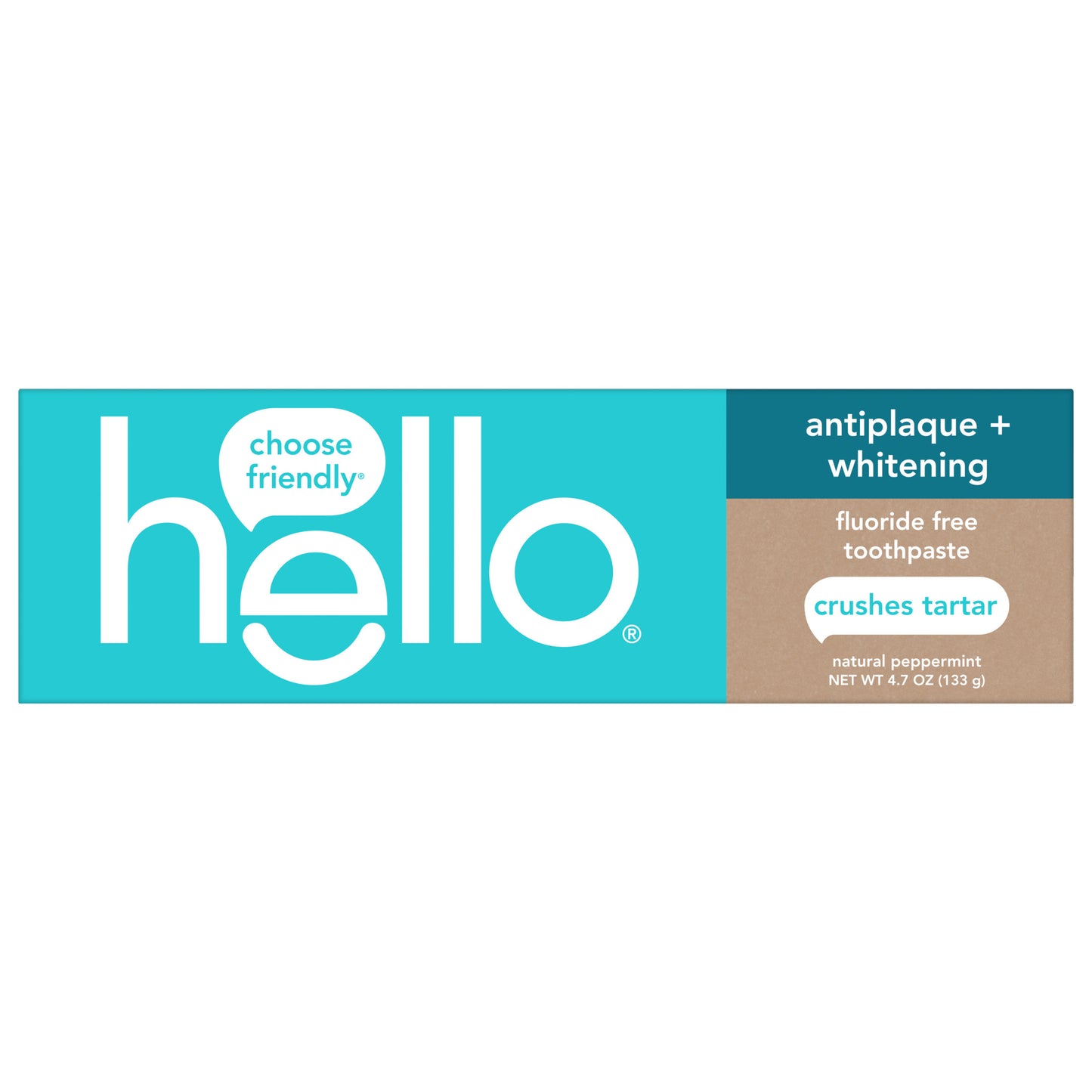 Hello Toothpaste, Fluoride Free Natural Toothpaste, 4.7oz Antiplaque and Whitening, Natural Peppermint, With Tea Tree and Coconut Oil Tooth Paste