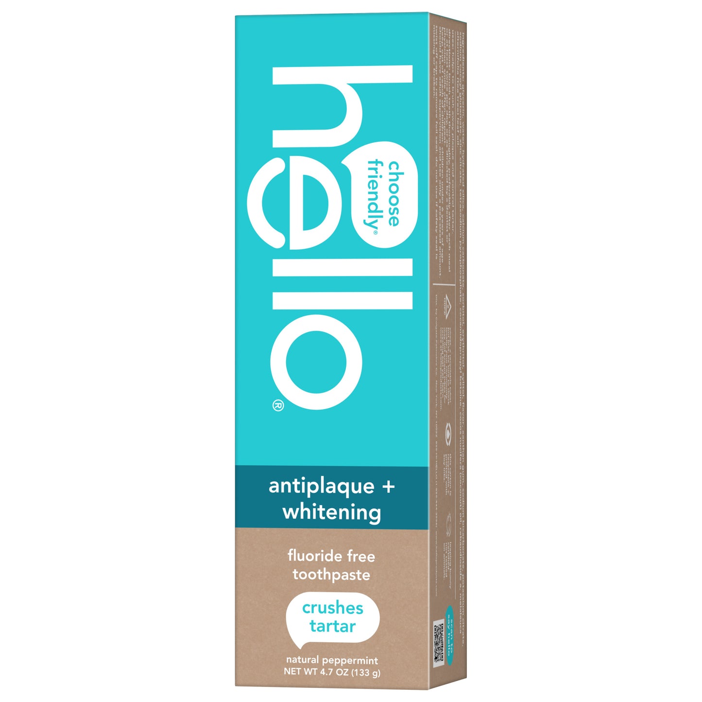 Hello Toothpaste, Fluoride Free Natural Toothpaste, 4.7oz Antiplaque and Whitening, Natural Peppermint, With Tea Tree and Coconut Oil Tooth Paste