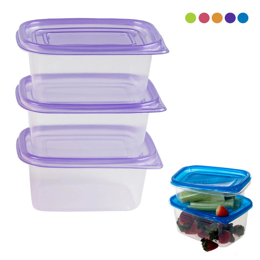 Food Storage Containers, 3 Pack with Lids, 17oz