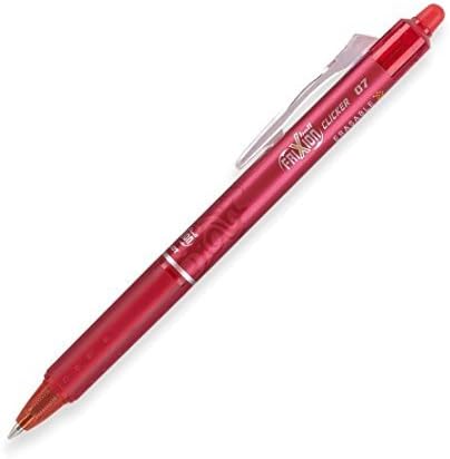 Pilot FriXion Clicker, Retractable Red Gel Ink Pens, Erasable, Fine Point 0.7mm, Pack of 12