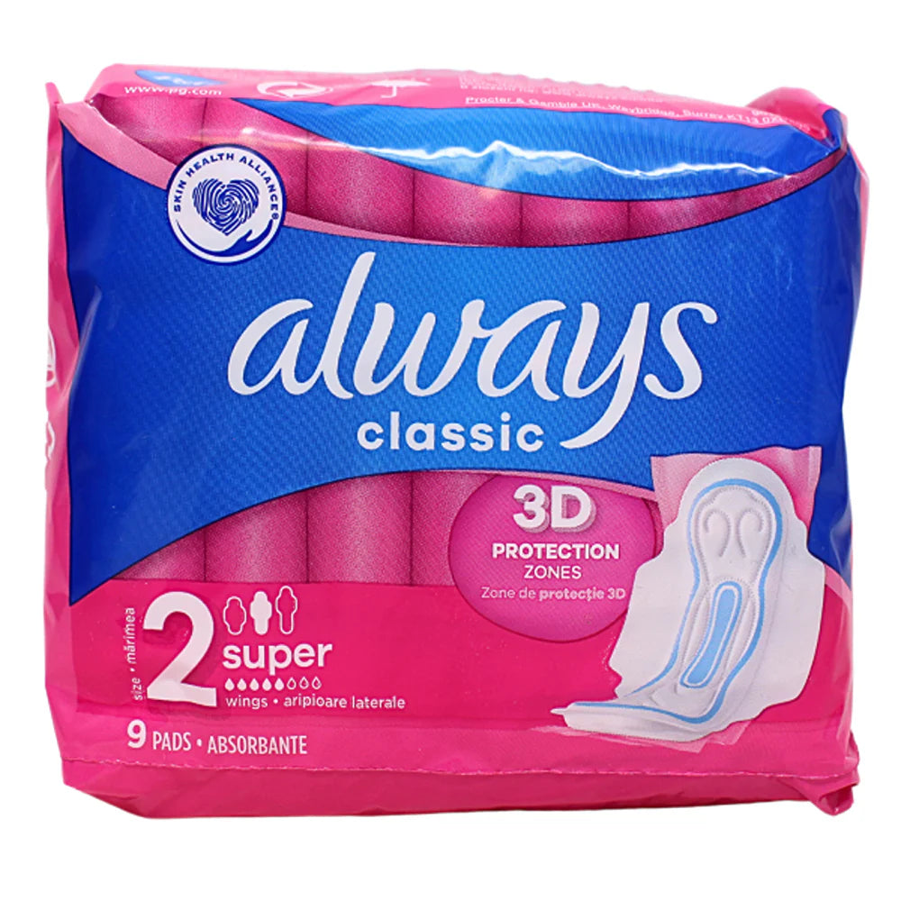 Always Maxi Classic Clean Protection Wings Pads 9 Count