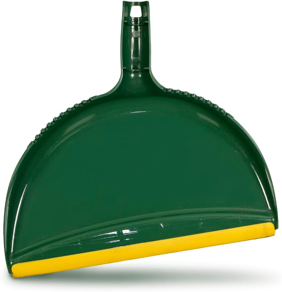 Pine-Sol Jumbo Dustpan, 13.2” Heavy Duty Dust Pan with Rubber Edge Clip-On Design Attaches to Standard Broom Sticks, Green (colors may vary)