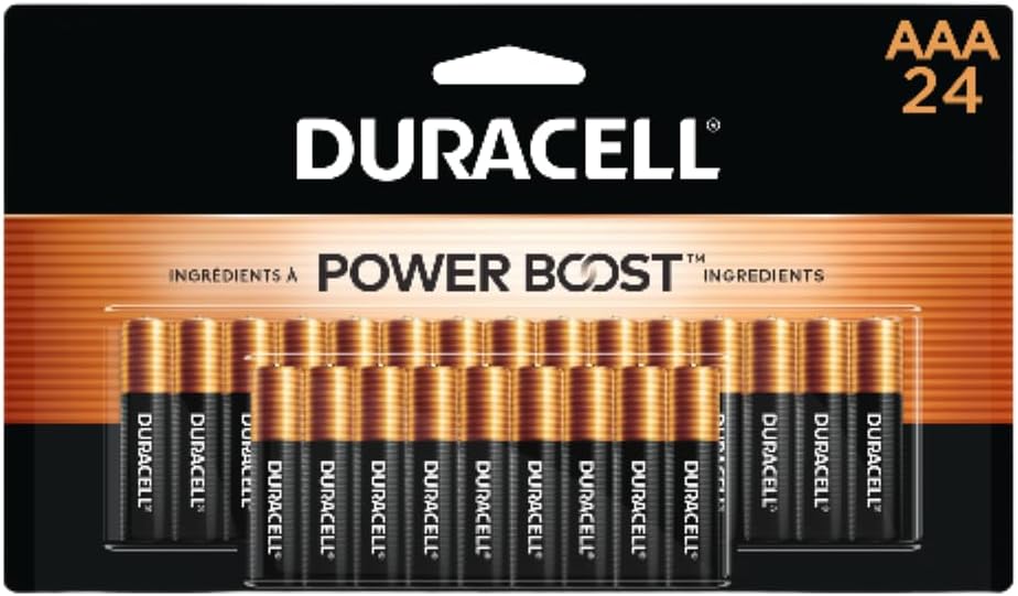 Duracell Coppertop AAA Batteries with Power Boost Ingredients, 24 Count Pack Triple A Battery with Long-Lasting Power, Alkaline AAA Battery for Household...