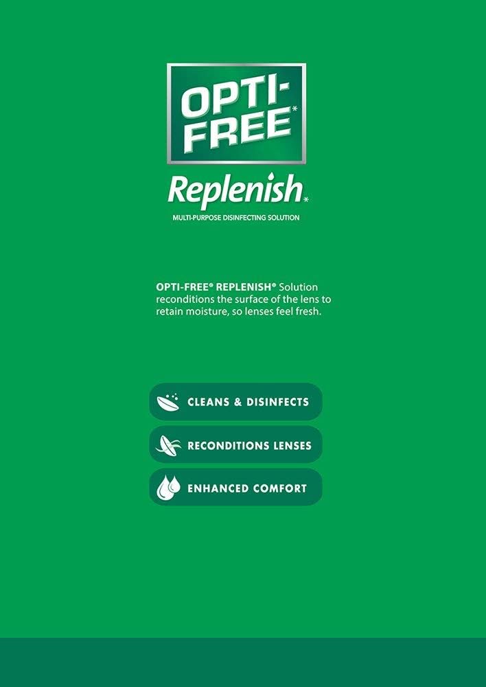 Opti-Free Replenish Multi-Purpose Disinfecting Solution with Lens Case, Twin Pack, 10-Fluid Ounces Each - 2 Count