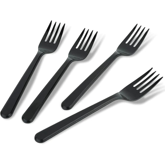 100 Pack Heavy Weight Plastic Forks, Black Disposable Forks, Plastic Cutlery Set