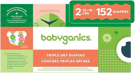 Babyganics Disposable Diapers - Size 2 - 152 ct