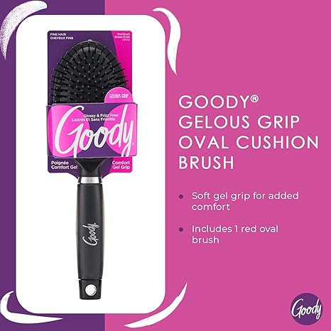 Goody Hair Brush, Glossy & Frizz Free, Oval Brush, Comfort Gel Grip