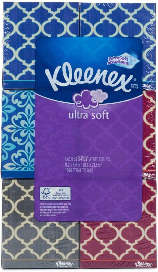 Kleenex Ultra Soft Tissues, 3-Ply, Pack of 6 Each 85 Count