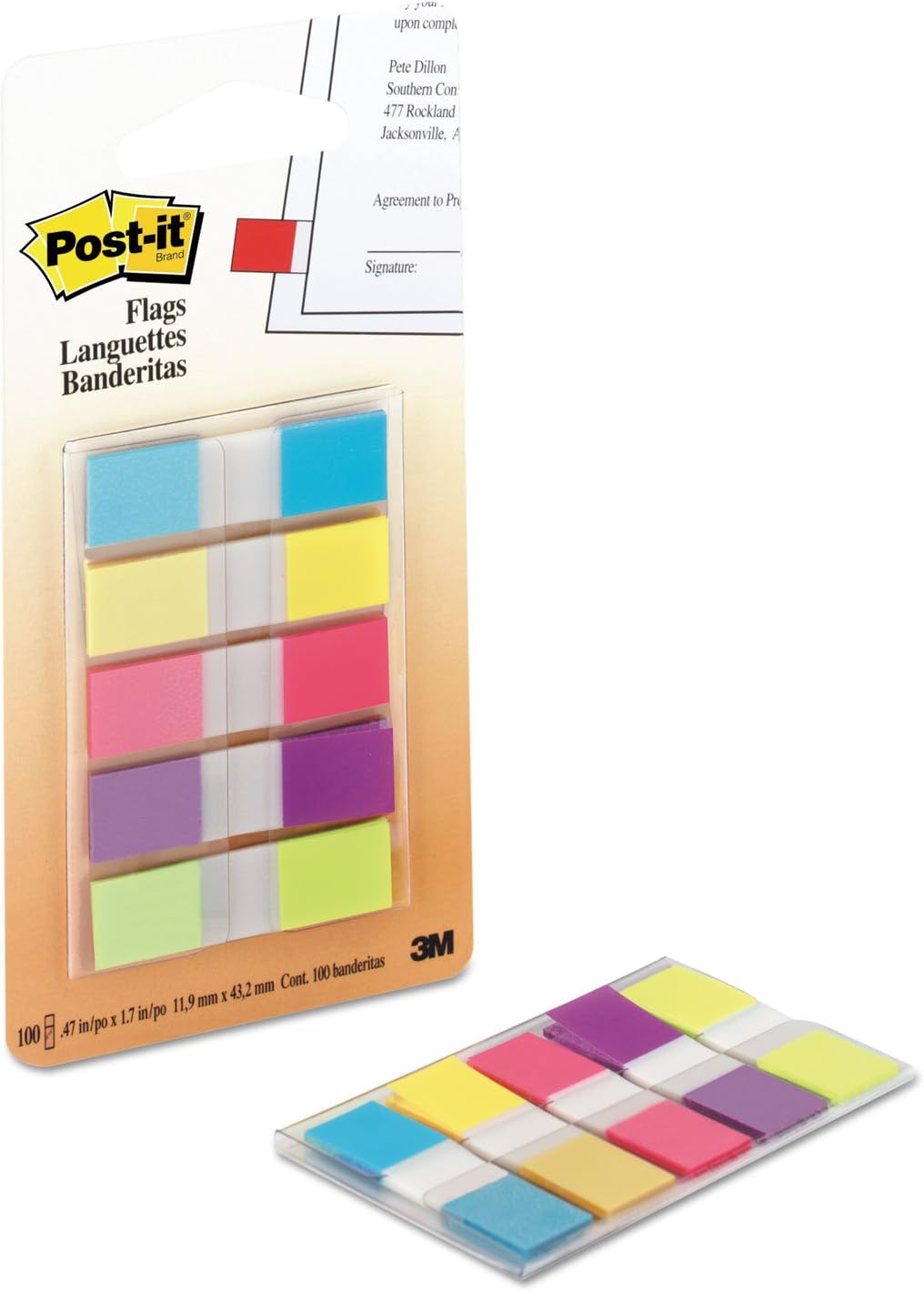 Post-It Flags To-Go, 1/2 x 1-3/4, 5-Bright Colors, 100 Flags/Pack 3M, Sticky Flags