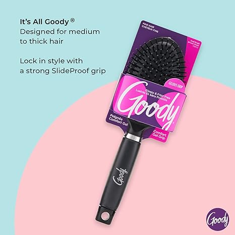 Goody Hair Brush, Glossy & Frizz Free, Oval Brush, Comfort Gel Grip