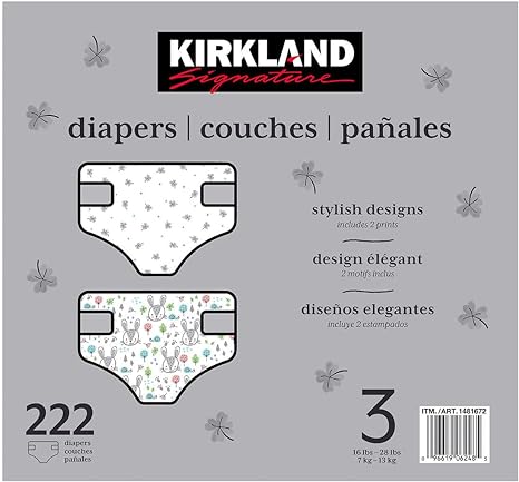 Kirkland Diapers, Size 3, 222 ct