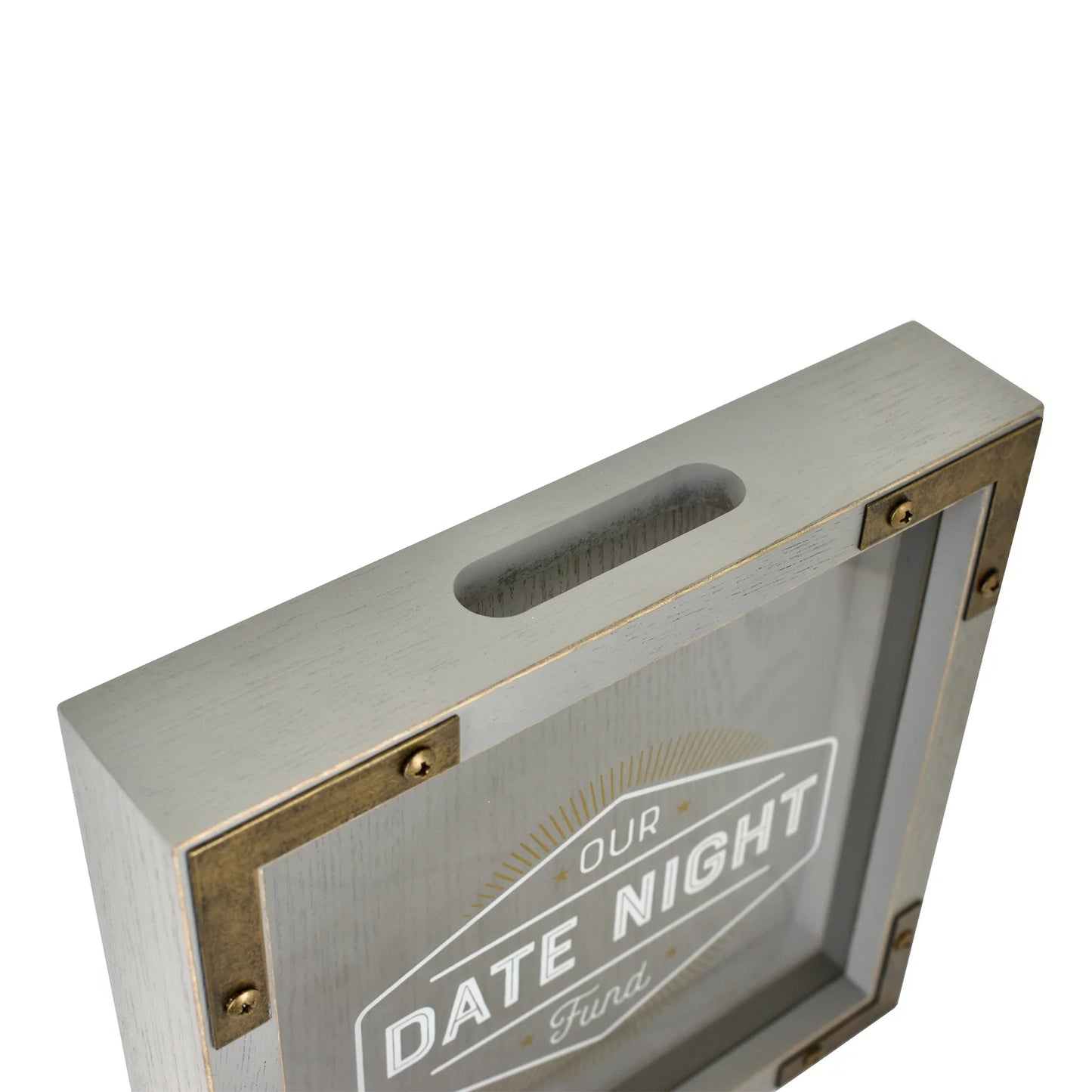 Wood Date Night Piggy Bank & Money Jar, Gold, 8x8