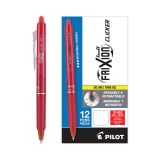 Pilot FriXion Clicker Erasable Gel Pens, Fine Point, 0.7 mm, Red Barrels, Red Ink, Pack Of 12