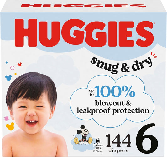 Huggies Size 6 Diapers, 144 Count, Snug & Dry, Fragrance Free