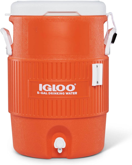 Heavy Duty Beverage Cooler, Igloo 5 Gallon, With Lid, Orange