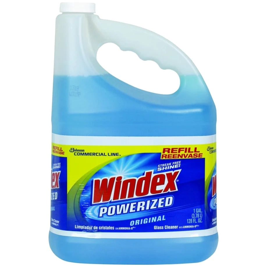 Windex 128 oz Liquid, Floral Blue, Glass Cleaner Refill, Ammonia D