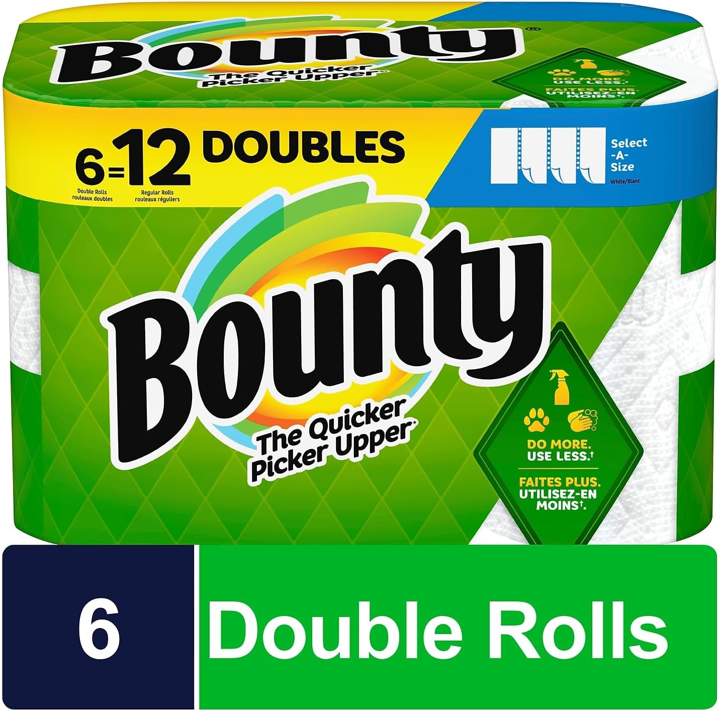 Bounty Paper Towels, 6 double Rolls