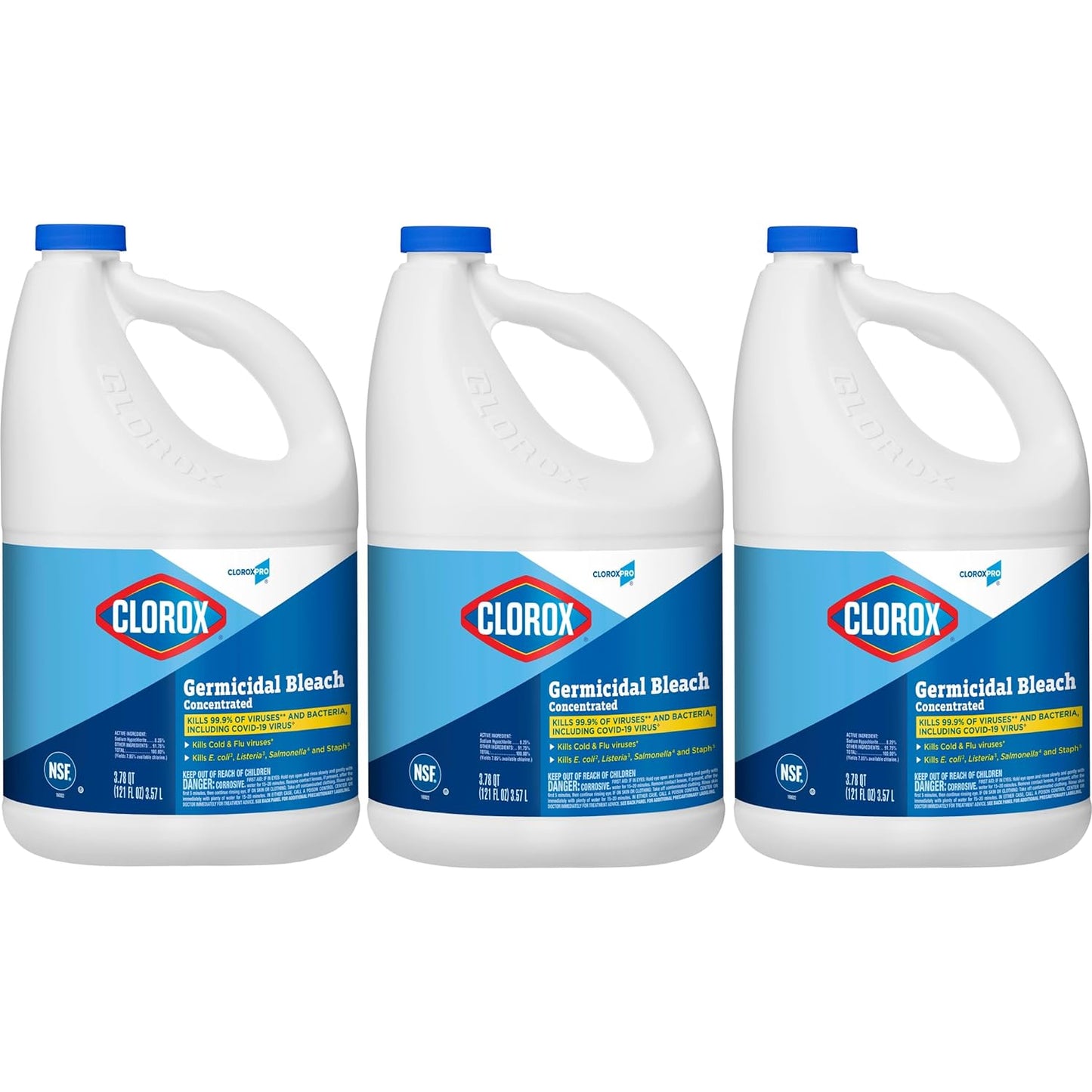 CloroxPro Clorox Germicidal Bleach, 121 Ounce Bottle, Pack of 3