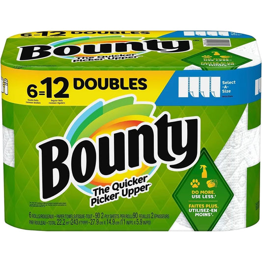 Bounty Paper Towels, 6 double Rolls