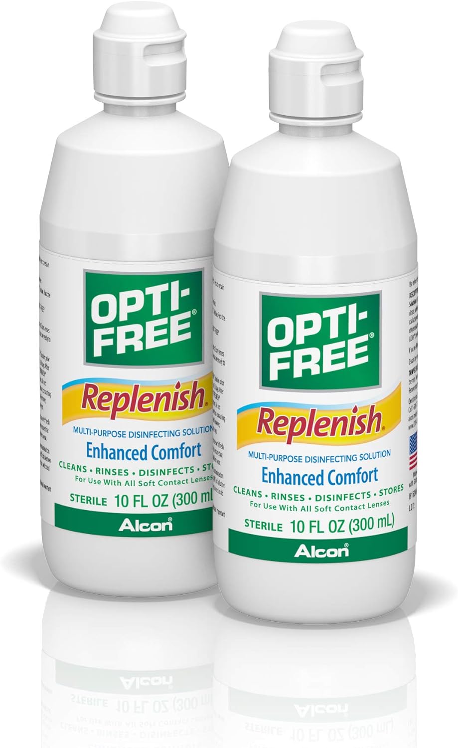 Opti-Free Replenish Multi-Purpose Disinfecting Solution with Lens Case, Twin Pack, 10-Fluid Ounces Each - 2 Count