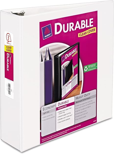 3" White 3 ring binder