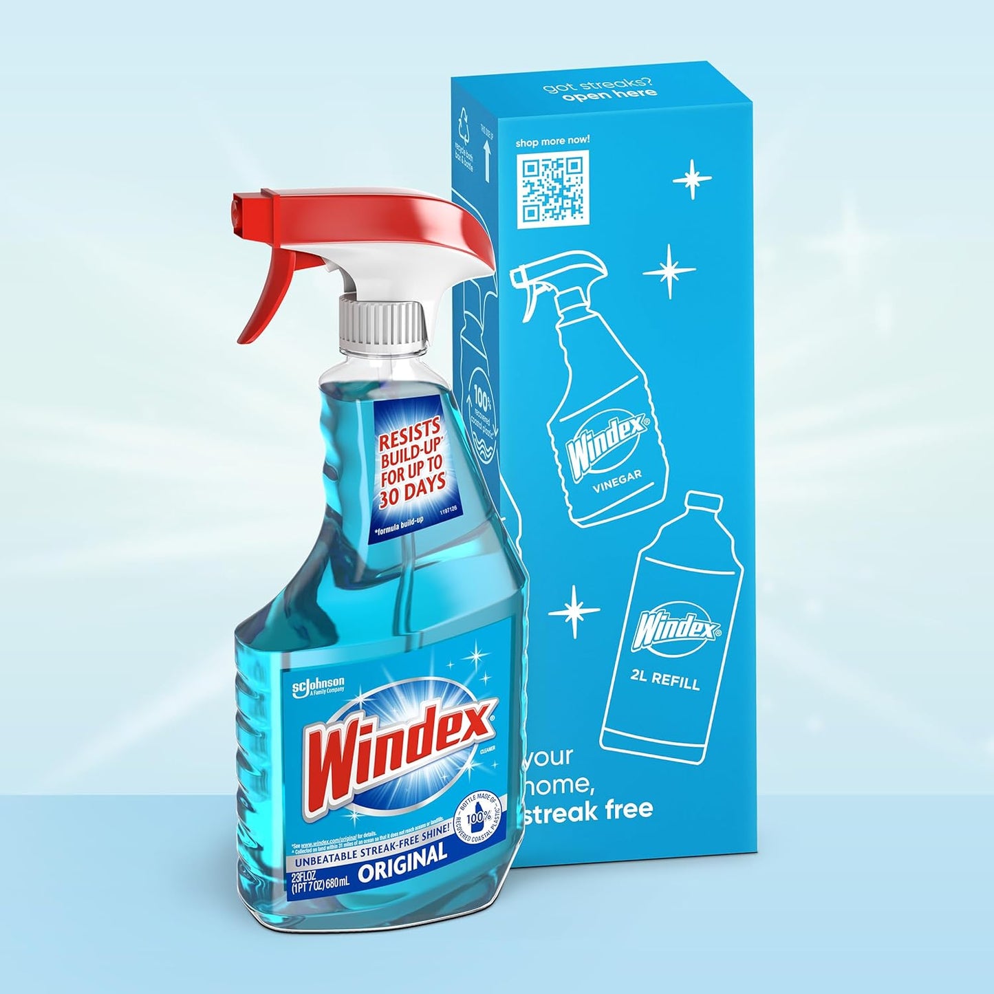 Windex 23 oz Liquid, Floral Blue, Glass Cleaner, Ammonia D