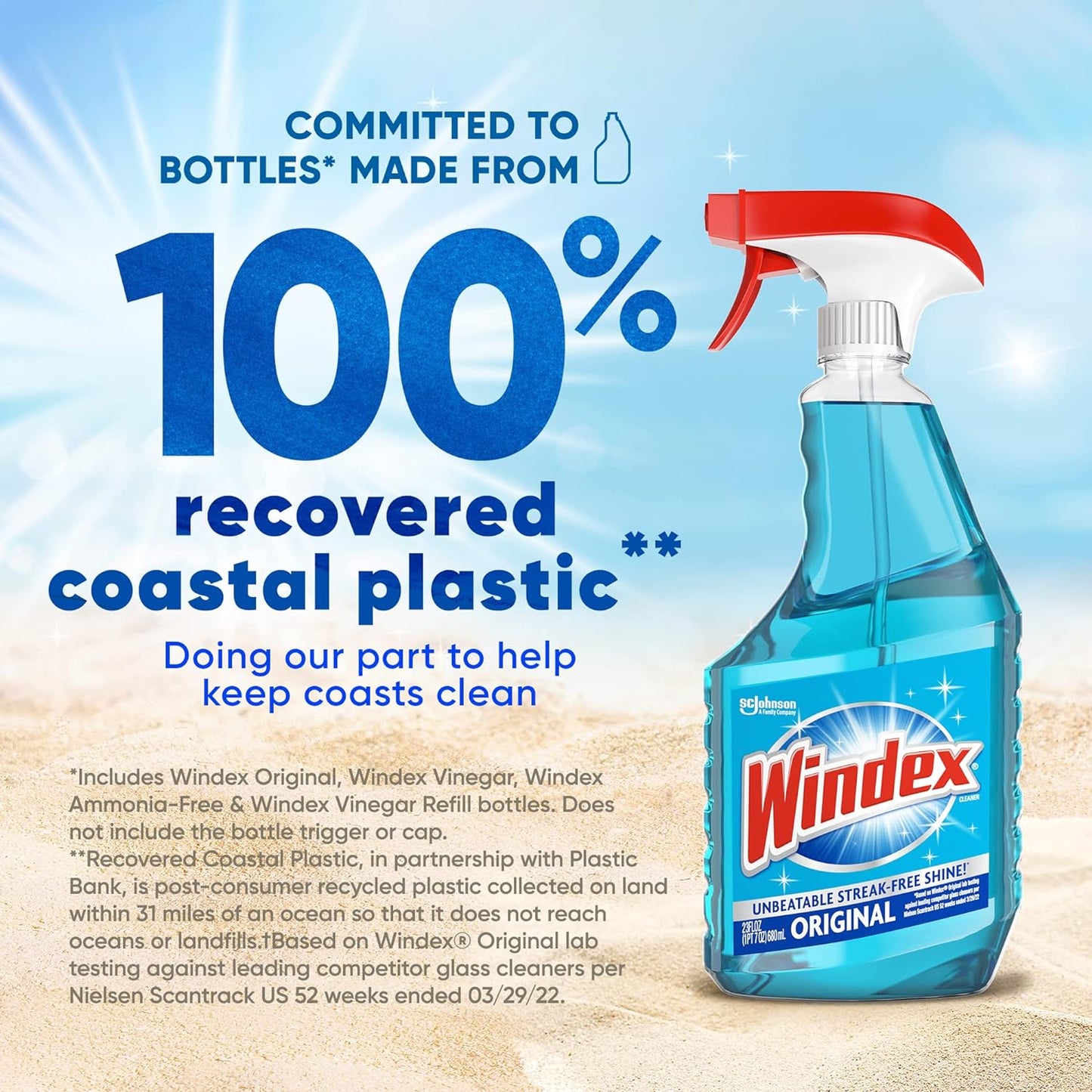 Windex 23 oz Liquid, Floral Blue, Glass Cleaner, Ammonia D