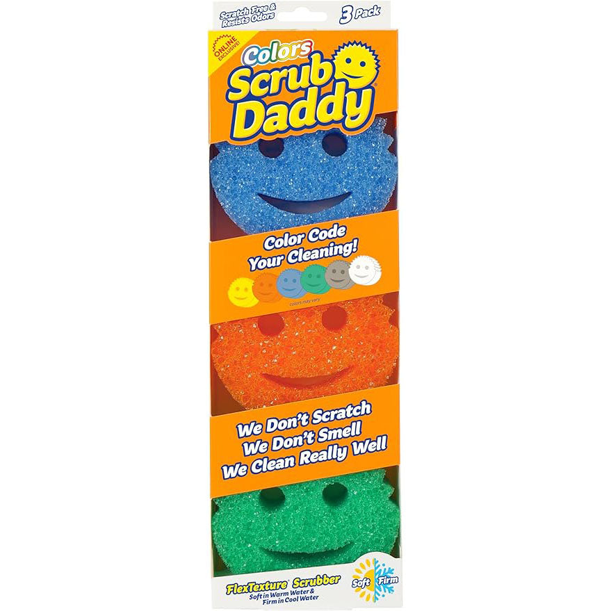 SPONGE, SCRUB DADDY, 3PK, ASST COLORS