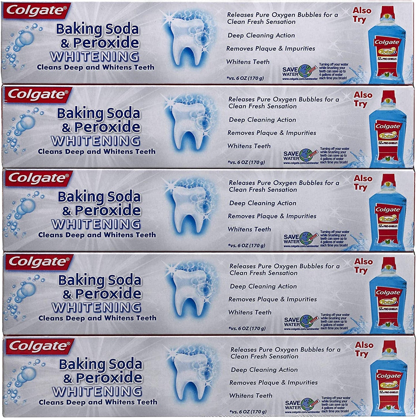 Toothpaste Colgate, Baking Soda & Peroxide, 8 OZ, 5PK Tooth Paste