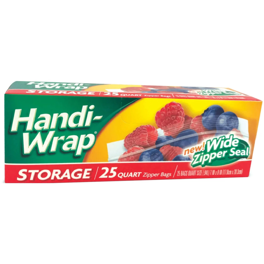 HANDI WRAP QUART SIZE ZIPPER BAGS, 16CT,15CT,25CT