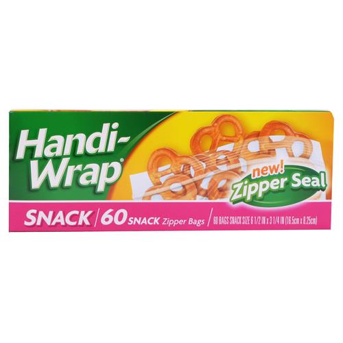 HANDI-WRAP ZIPPER BAGS, SNACK SIZE, 60CT