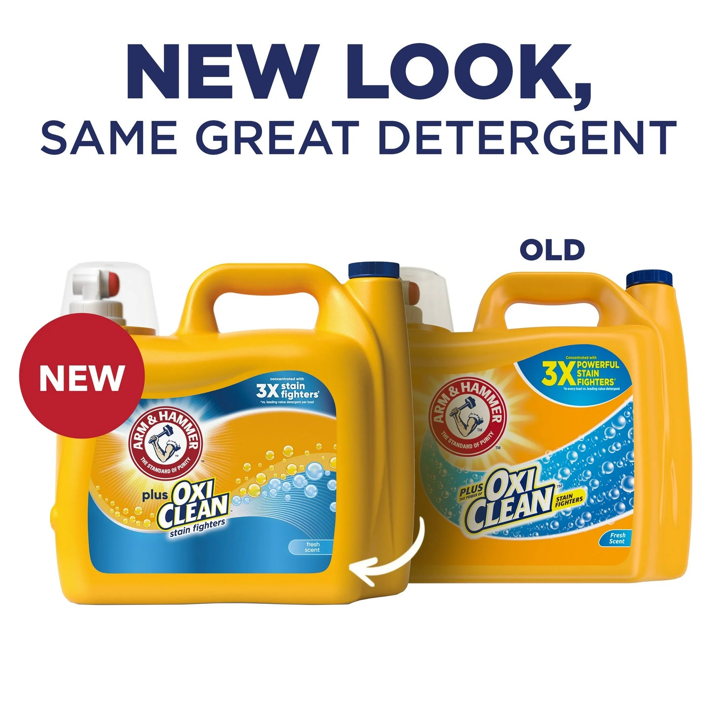 ARM & HAMMER Plus OxiClean Stain Fighters Liquid Laundry Detergent, Fresh Scent, 166.5 fl oz, 128 Loads