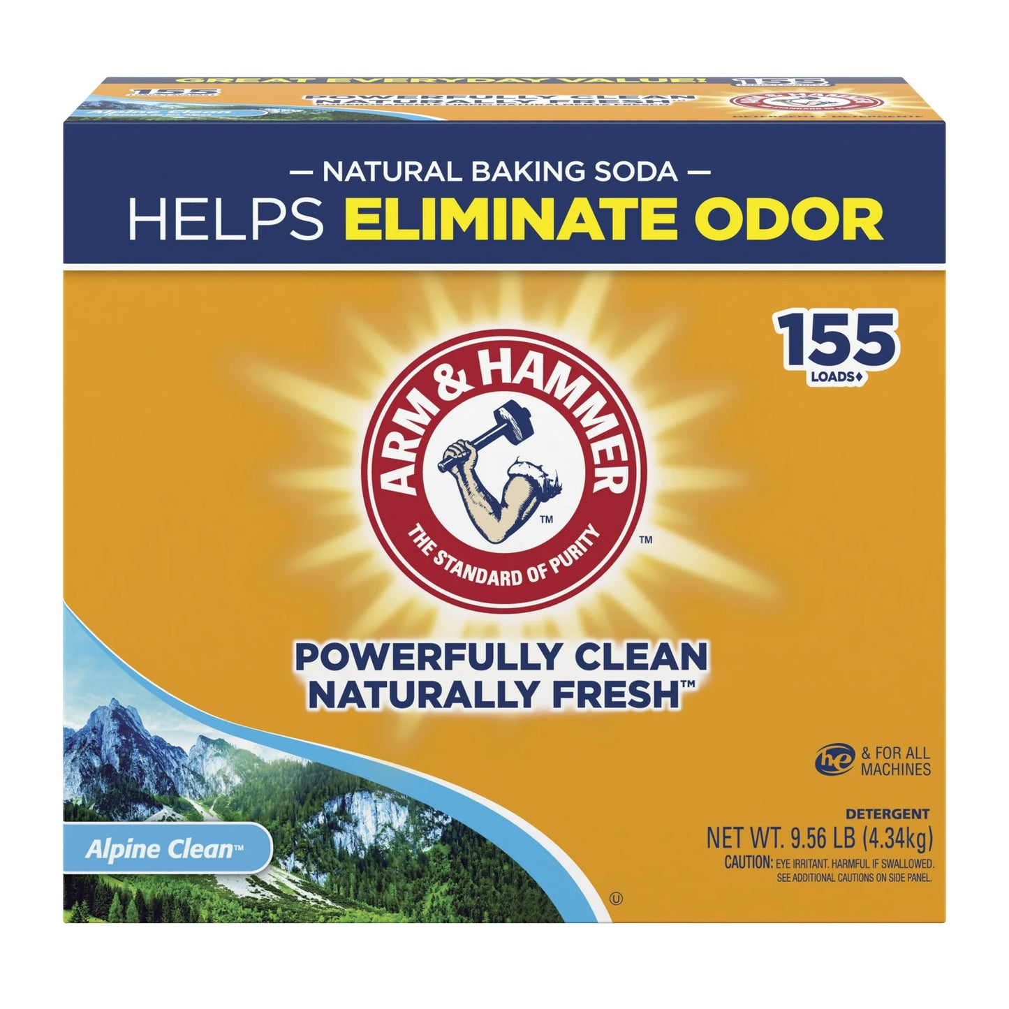 ARM & HAMMER Powder Laundry Detergent, Alpine Clean, 9.56 lb, 155 Loads