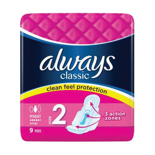 Always Maxi Classic Clean Protection Wings Pads 9 Count