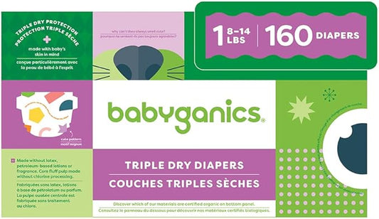 Babyganics Disposable Diapers - Size 1 - 160 ct