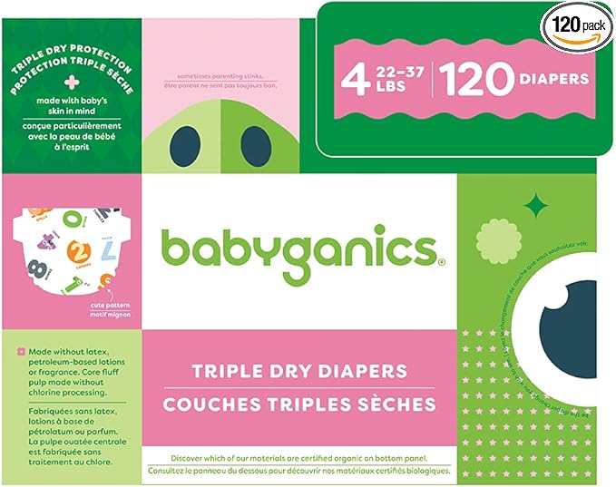 Babyganics Disposable Diapers - Size 4 - 120 ct