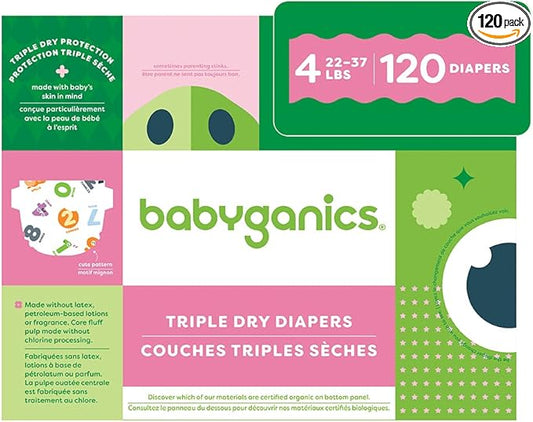 Babyganics Disposable Diapers - Size 4 - 120 ct