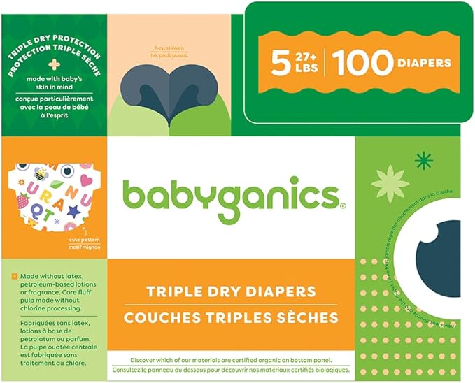 Babyganics Disposable Diapers - Size 5 - 100 ct