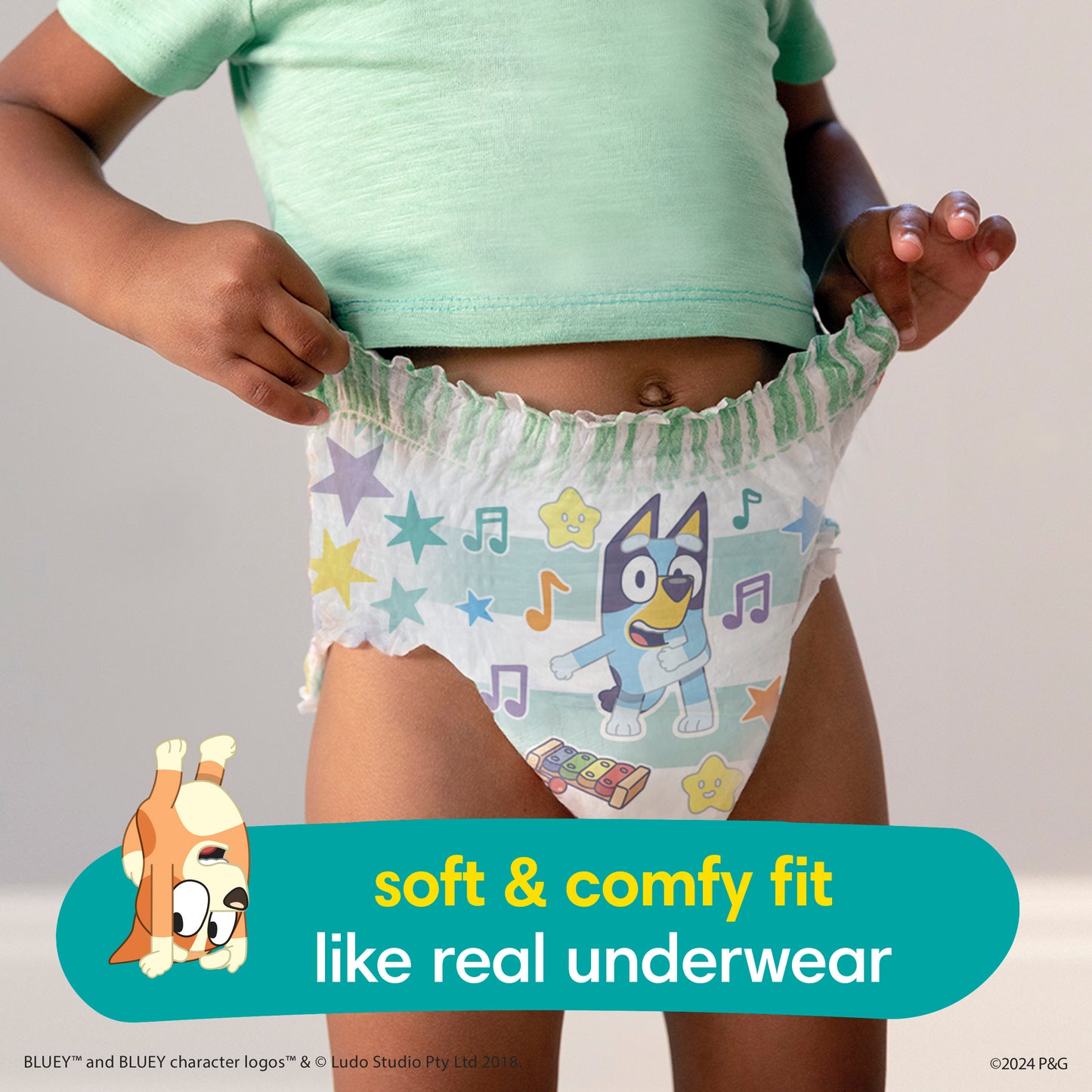 Pampers Easy Ups Bluey Training Pants Toddler Boys, Size 2T/3T - 140 Count