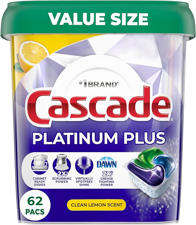 Cascade Lemon Platinum Plus Action Pacs - 62ct